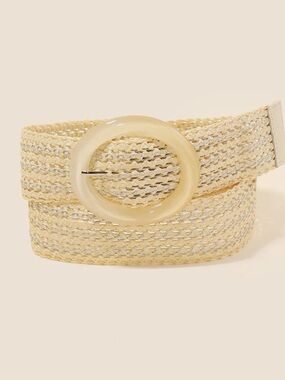 Boho Chic Woven Belt with Oval Buckle